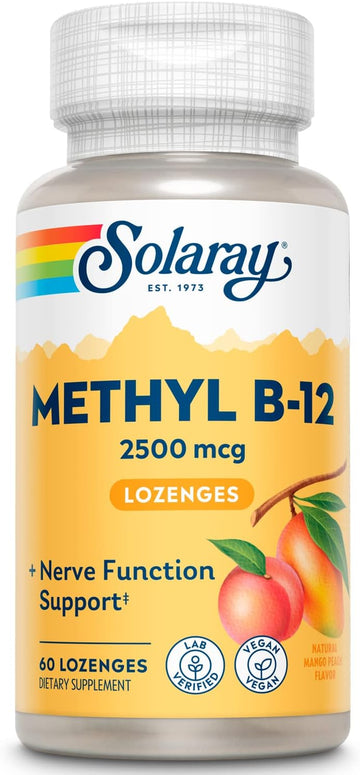 SOLARAY B 12 Methyl Lozenge Supplement, 2500mcg | 60 Count