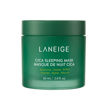 Laneige Cica Sleeping Mask: Korean Overnight Mask, Hypoallergenic, Fermented Forest Yeast Extract, Madecassosides, Soothe Stressed Skin, Barrier-Boosting, Dryness, Redness