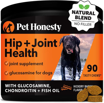 Pet Honesty Hip & Joint Health - Glucosamine for Dogs Soft Chews, Joint Supplement for Dogs with Glucosamine Chondroitin, Fish Oil, MSM, Turmeric, Advanced Pet Joint Support and Mobility (Bacon 90 Ct)