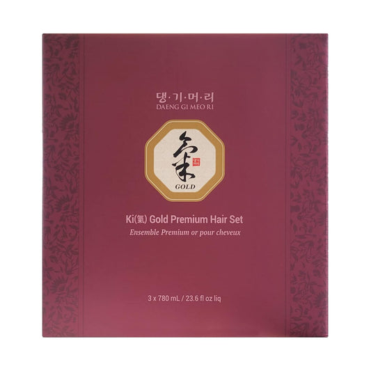 Daeng Gi Meo Ri- Ki Gold Premium Special Set 3 Pack [Shampoo X2, Treatment X1], Promoting Hair Growth, Effectively Moisture To Dry And Rough Hair, No Artificial Color