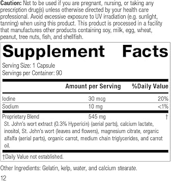 Standard Process St John'S Wort-Imt - Whole Food Mental Health And Stress Relief With Organic Carrot, Alfalfa, Carrot Oil, Calcium Lactate, Inositol, Iodine, And Magnesium Citrate - 90 Capsules