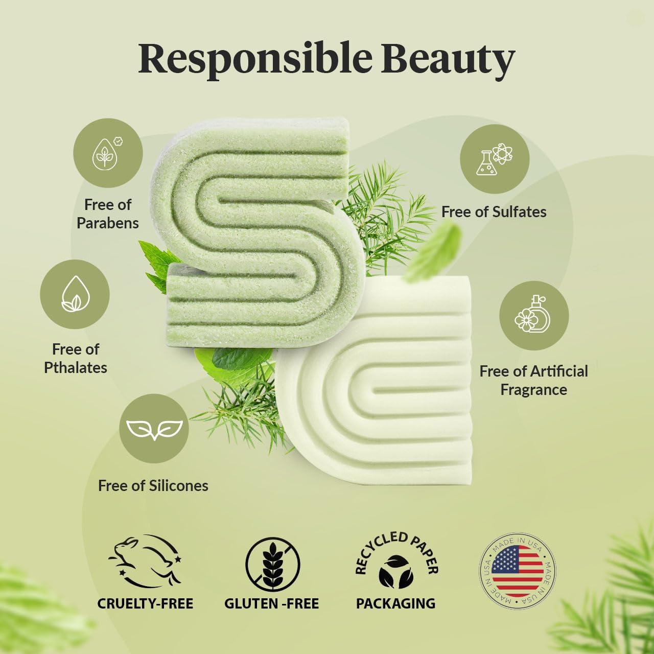 Kitsch Tea Tree Shampoo And Conditioner Set – Anti Dandruff Shampoo Bar & Conditioner Bar - Hair Care For All Hair Types - Free Of Paraben, Sulfate & Silicone - Made In Usa - 2 Pcs : Beauty & Personal Care