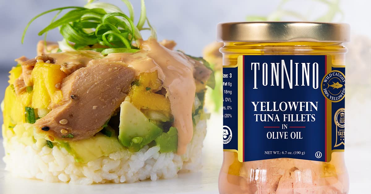 Tonnino Yellowfin Tuna in Olive Oil, Gluten-Free Premium Jarred Atun, Healthy Snacks for Adults, Ready to Eat Meals, EBT Eligible Items, Alternative of Salmon, Pack of 6 : Grocery & Gourmet Food