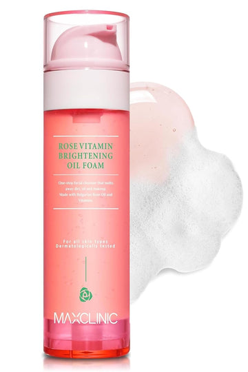 K-Beauty Rose Vitamin Oil To Foam | Daily Face Wash Oil Based Cleanser | Korean Rose Oil Foaming Face Cleanser | Hydrating Facial Cleanser For Dry Sensitive Skin (3.88 Oz)