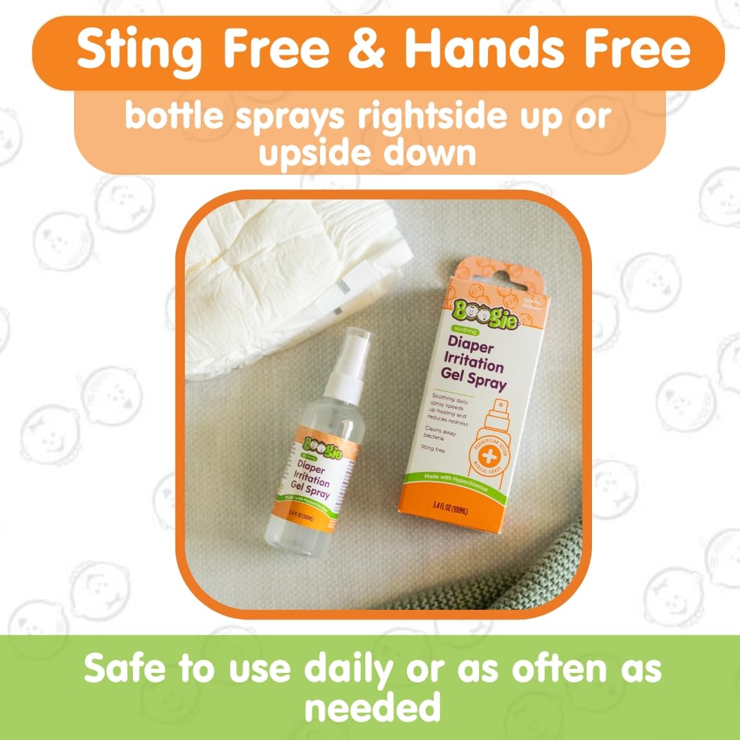 Boogie Diaper Irritation Gel Spray, Made With Hypochlorous, 3.4 Oz : Baby