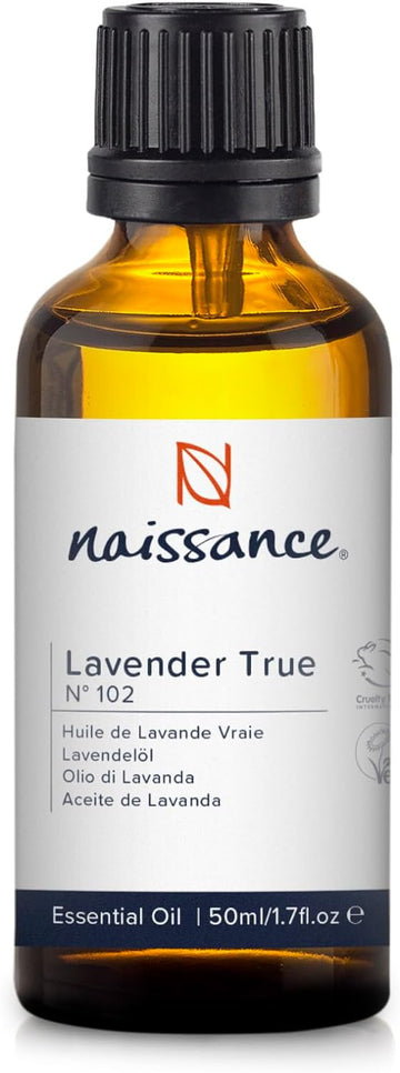 Naissance True Lavender Essential Oil (No. 102) 50ml - Pure, Natural, Cruelty Free, Vegan, Steam Distilled and Undiluted - Relaxing & Soothing - for Diffusers, Aromatherapy & Massage Blends