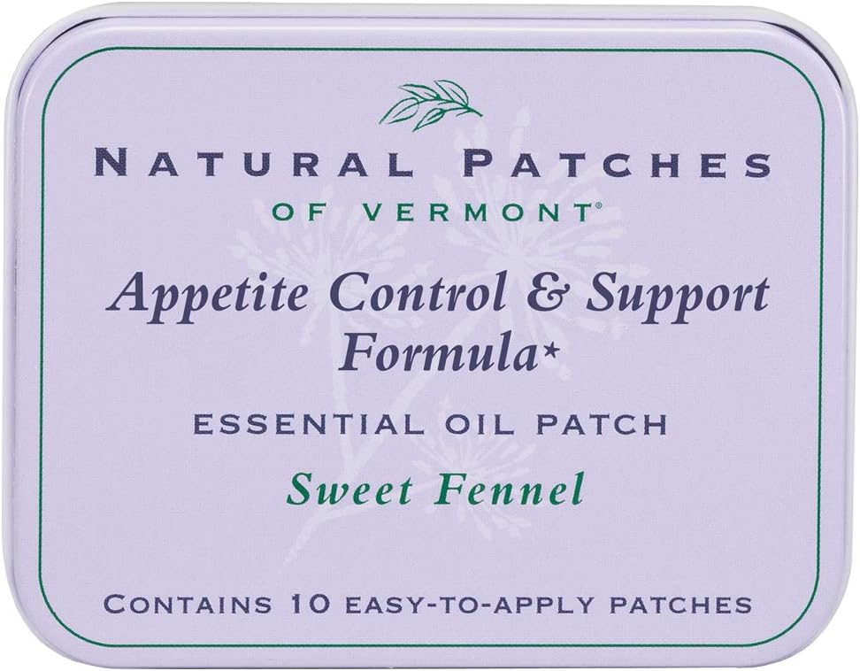 Natural Patches of Vermont Appetite Suppressant Essential Oil Body Patches, Sweet Fennel, 10-Count Tin