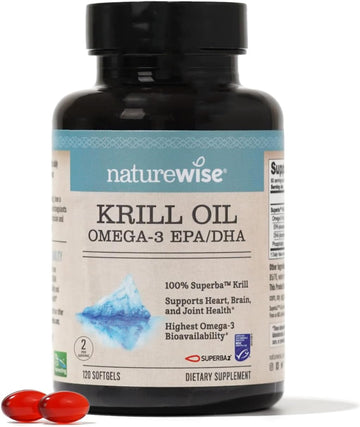 Naturewise Antarctic Krill Oil 1000Mg Omega 3 With Epa, Dha, Astaxanthin And Phospholipids - Support For Heart Health & Joints - No Fishy Burps, Non-Gmo, Gluten-Free - 120 Softgels[2-Month Supply]