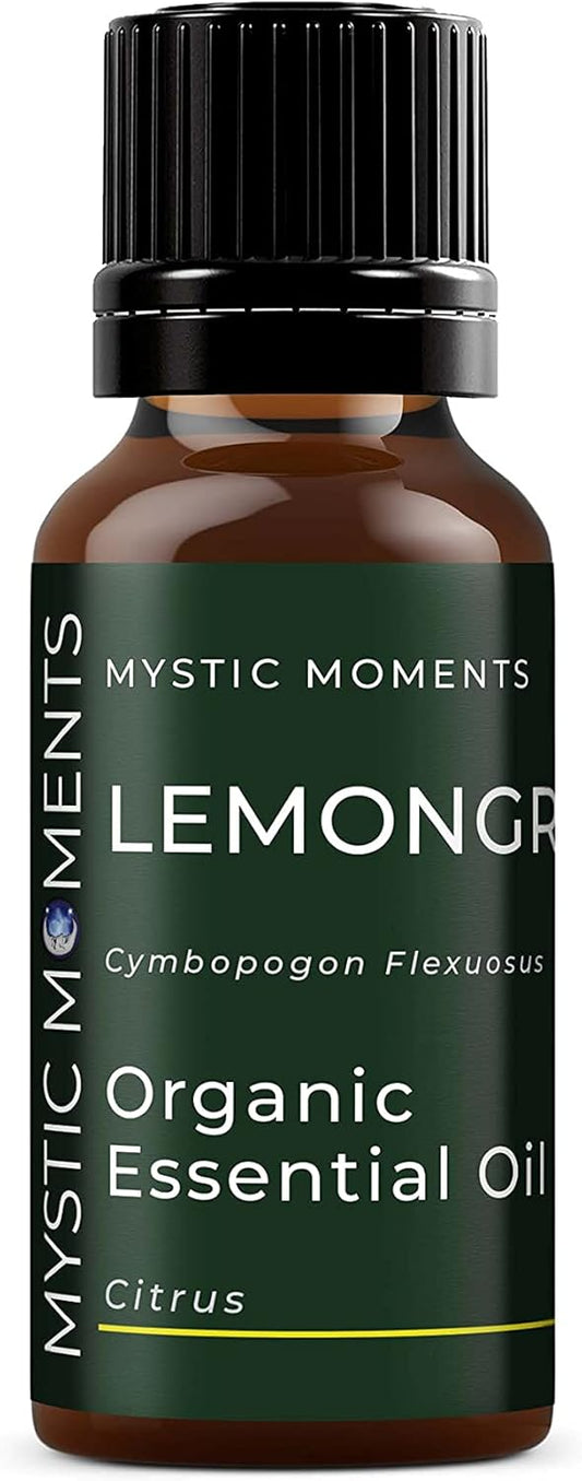 Mystic Moments | Organic Lemongrass Essential Oil 10ml - Pure & Natural oil for Diffusers, Aromatherapy & Massage Blends Vegan GMO Free