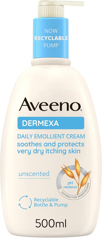Aveeno Dermexa Daily Emollient Cream (1X 500Ml), Emollient Cream Enriched With Triple Oat Complex And Ceramides For Sensitive Skin, Soothing Relief From Itchy, Dry Skin Prone To Eczema