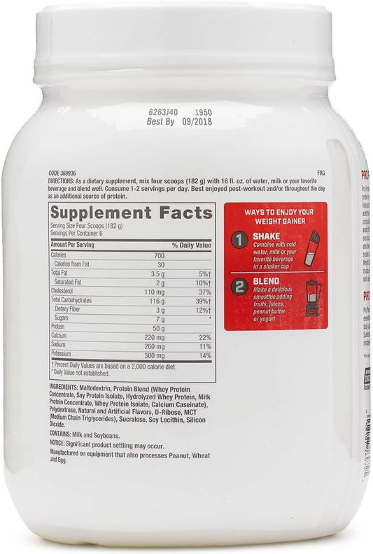 Gnc Pro Performance Weight Gainer Protein Powder, 50G Protein, High Calorie, 700 Calories, Supports Mass And Muscle Recovery, Mct, Bcaa, 3Rd Party Tested, Double Strawberries And Cream, 6 Servings