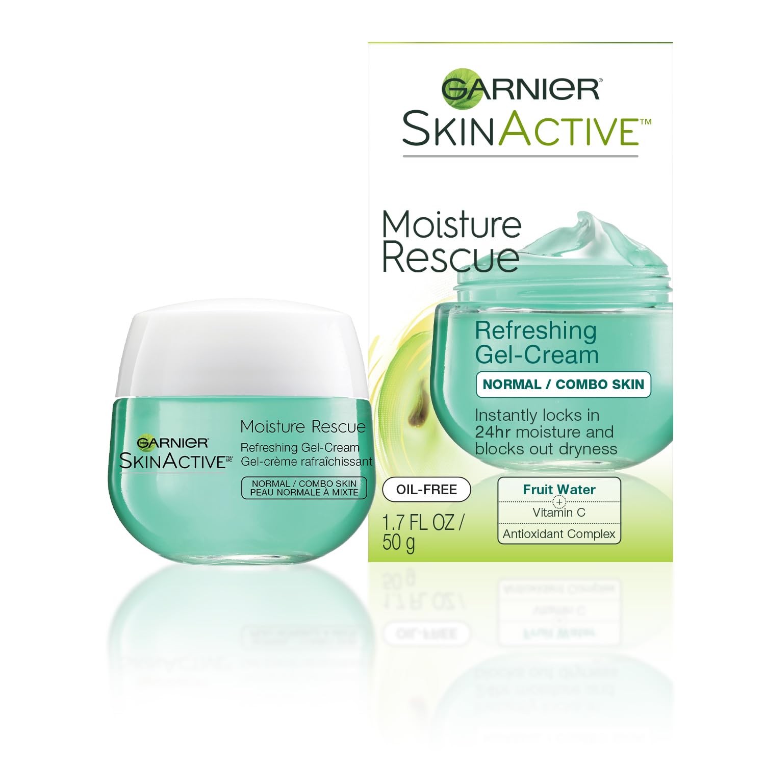 Garnier Skinactive Moisture Rescue Refreshing Gel-Cream For Normal/Combo Skin, Oil-Free, 1.7 Oz (50G), 1 Count (Packaging May Vary)