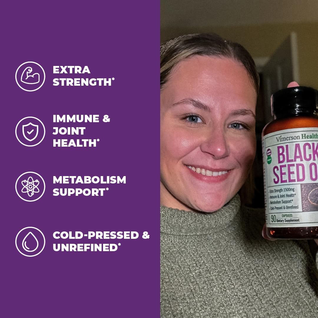 Black Seed Oil Capsules | Cold Pressed Blackseed Oil. Provides Vitamin E & Omega 3 6 9. High Potency (1500mg) for Joints, Immune Support, Antioxidants, Digestion, Hair Skin and Nails. Vegan. 90 Caps : Health & Household