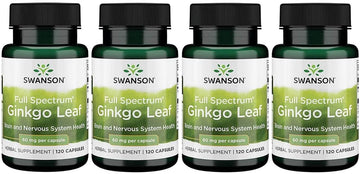 Swanson Full-Spectrum Ginkgo Leaf Brain Memory Support Nervous System Health 60 Milligrams 120 Capsules (4 Pack)
