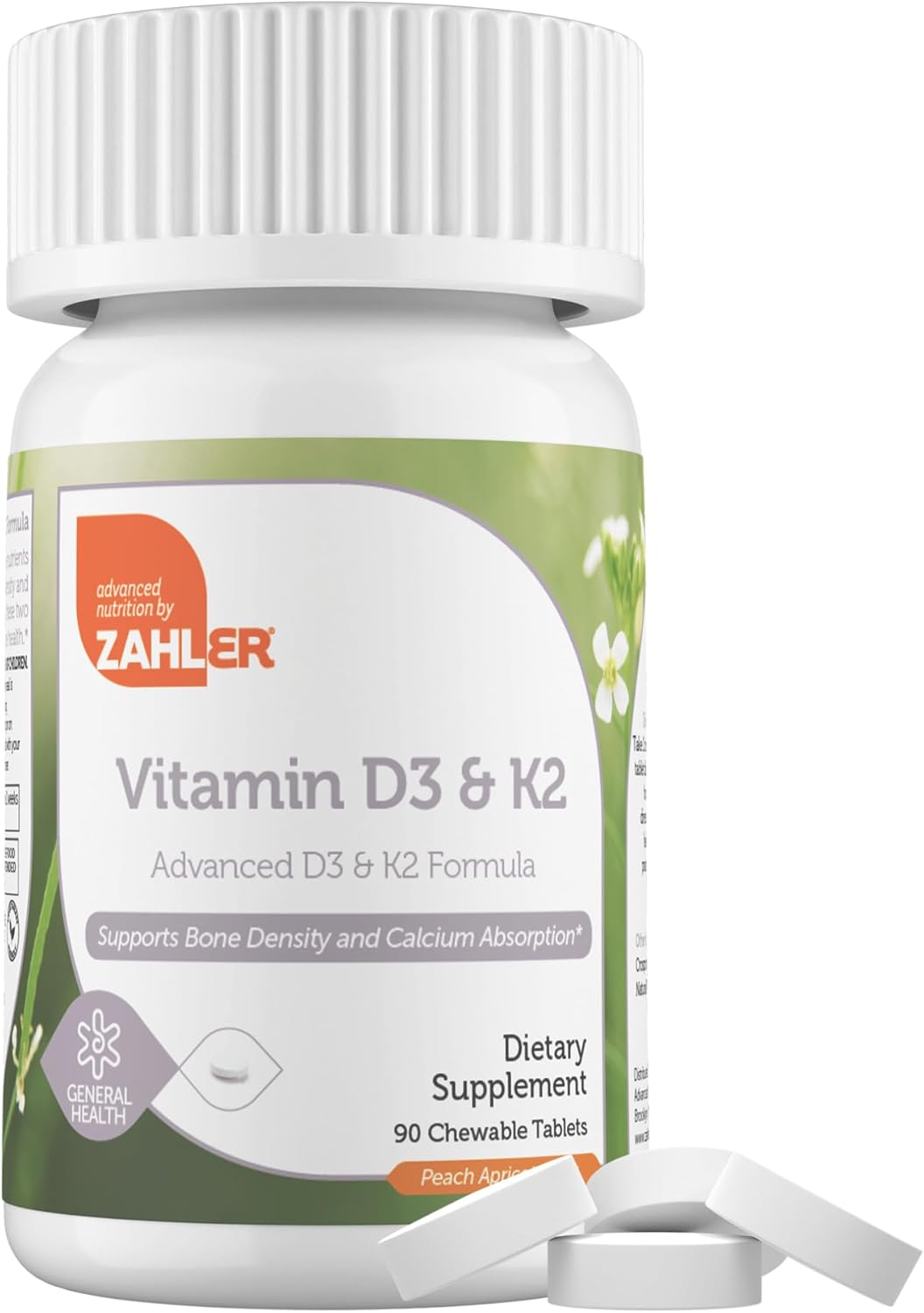 Zahler - Vitamin D3 & K2 Chewable Supplement (90 Count) - Certified Kosher K2 D3 Vitamin 5000 Iu Delicious Chew Tablet - Vitamin D & K2 For Calcium Absorption, Bone Density & Immune Support