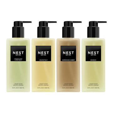 Nest New York Liquid Soap Set, Bamboo, Grapefruit, Ocean Mist & Sea Salt, And Moroccan Amber - Includes Four 10 Fl Oz Bottles - Approx. 300 Pumps Per Bottle - Gluten Free & Cruelty Free
