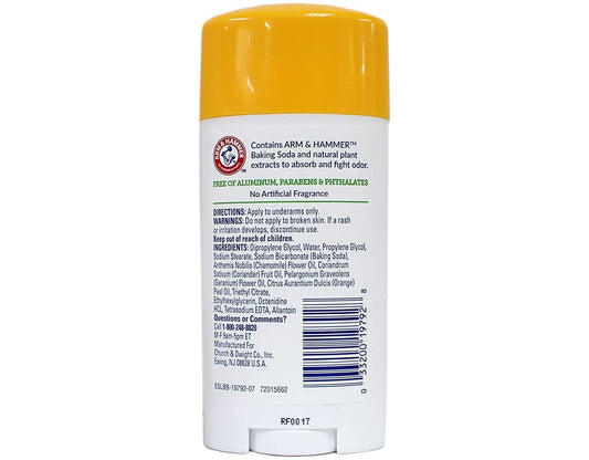 Arm & Hammer Essentials Natural Deodorant, Unscented 2.5Oz, 4 Pack