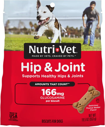 Nutri-Vet Hip & Joint Biscuits for Dogs - Tasty Dog Glucosamine Treat & Dog Joint Supplement - Small Sized Biscuit with 166mg Glucosamine - 19.5 oz - (Package May Vary)