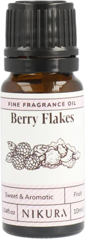 Nikura Berry Flakes Fine Fragrance Oil - 10ml | Perfect for Soap Making, Candle Making, Wax Melts, Diffuser, Burner | Great for use in Bath Bombs, Perfume Oil, Perfume Scents | Vegan & UK Made