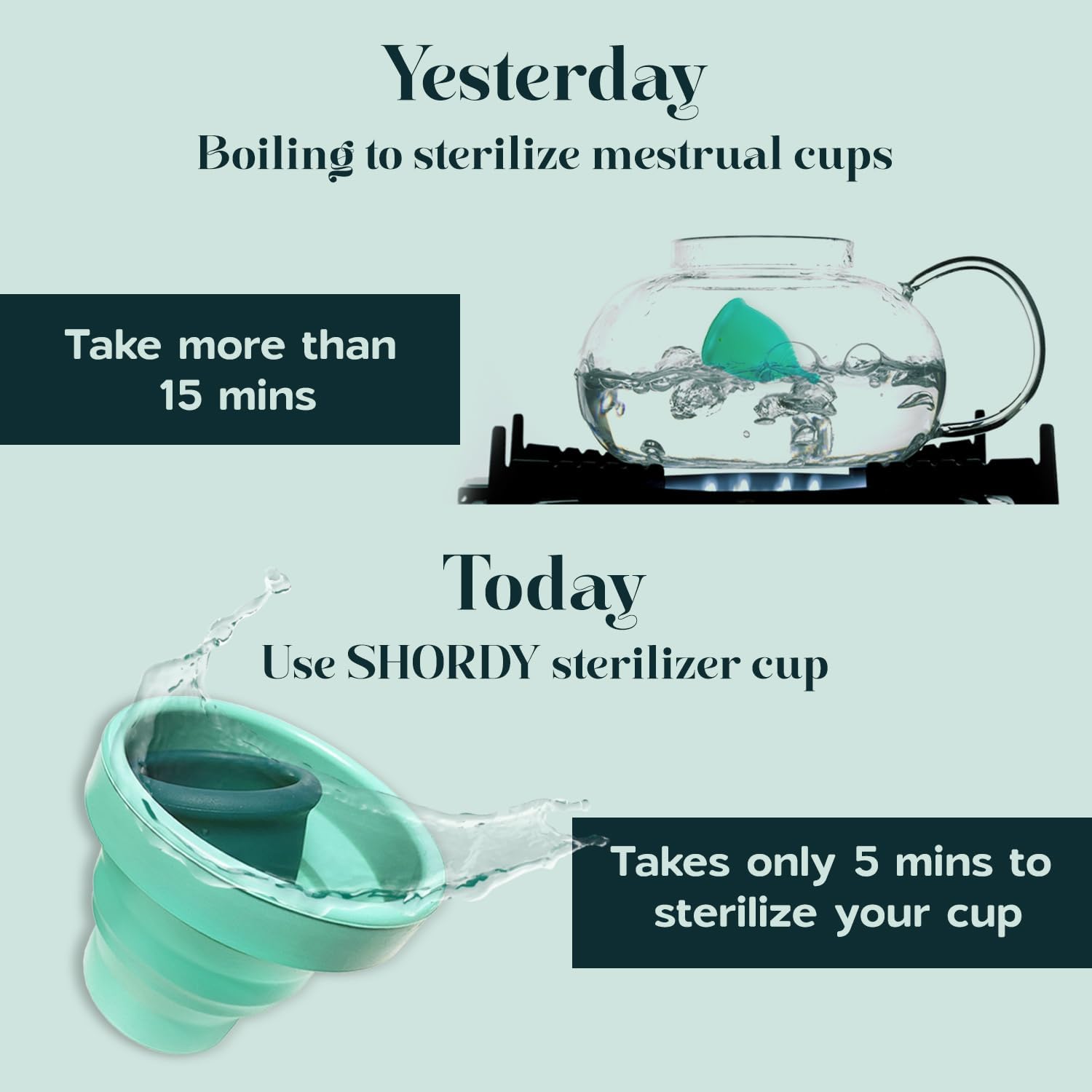 SHORDY Menstrual Case Holder for Sterilization, Collapsible Silicone Container - Boil, Sterilize & Store Your Period Cups, Microwave-Friendly & Foldable, Sustainable & Compact, Ideal for Travel : Health & Household