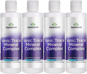Swanson Concentrace Trace Mineral Drops 8Oz-Complete Mineral Complex For Energy, Hydration, & Electrolyte Balance Over 72 High Absorption Ionic Minerals Such As Magnesium, Potassium, Calcium (4 Pack)