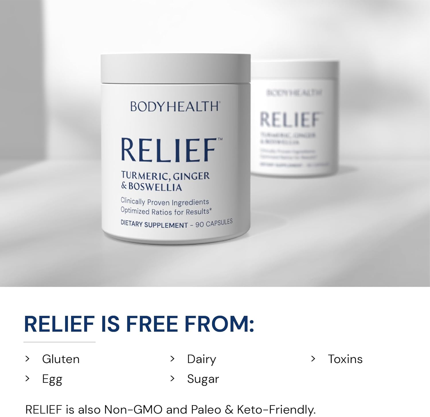 Bodyhealth Inflam Relief, Joint Supplement, Relief For Back, Knees, Hands, With Turmeric, Boswellia, Ginger, All Natural, Non-Gmo, Gluten Free (90 Capsules) : Health & Household