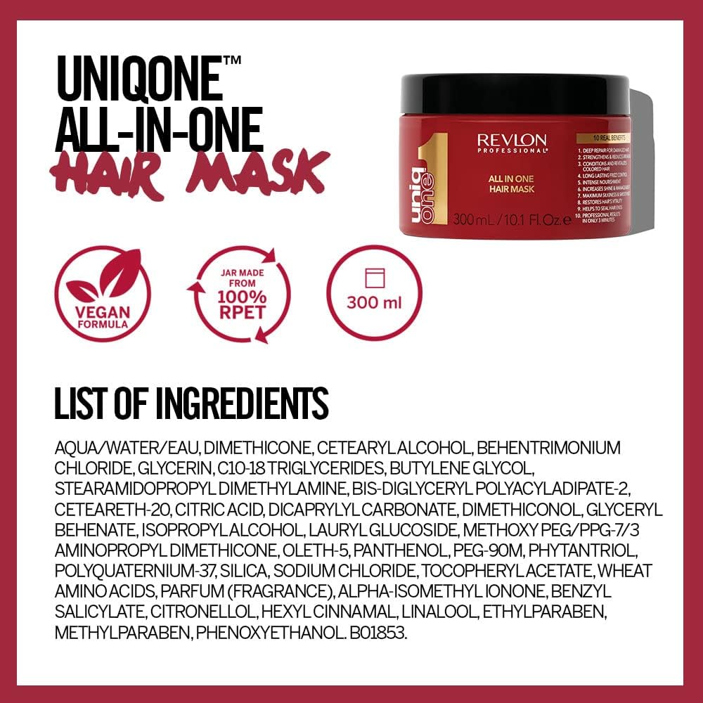 REVLON PROFESSIONAL UNIQONE ALL IN ONE HAIR MASK, Strengthening Hair Mask, Restorative Hair Mask, Intensive Hair Conditioner Mask – 300 ml : Amazon.co.uk: Beauty