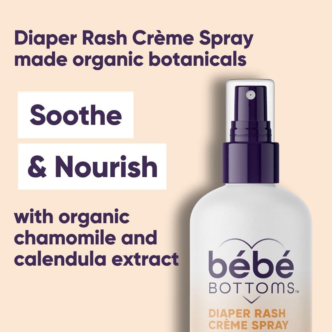 Bébé Bottoms Baby Diaper Rash Cream Spray, No-Rub Touch Free Application for Sensitive Skin (100 ml) : Baby