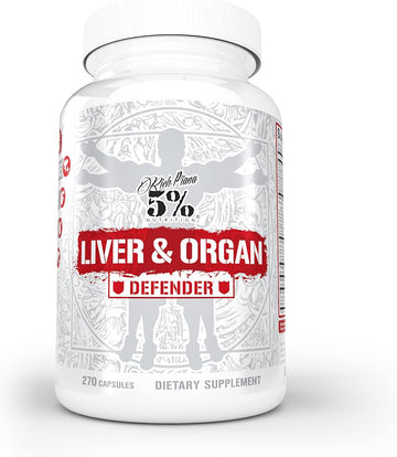 Rich Piana 5% Nutrition Liver & Organ Defender Cycle Support | Premium Liver Detox with Kidney, Heart, Prostate & Skin Support | Milk Thistle, Saw Palmetto, Hawthorn Berry | 270 Pills (30-90 Servings)