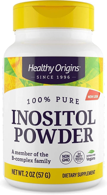 Healthy Origins Inositol Powder, 113 G - For Skin, Hair & Nail Health - Vitamin B8 Powder Supplement - Part Of The B Complex Family - Vegan, Non-Gmo & Gluten-Free Supplement - 4 Oz