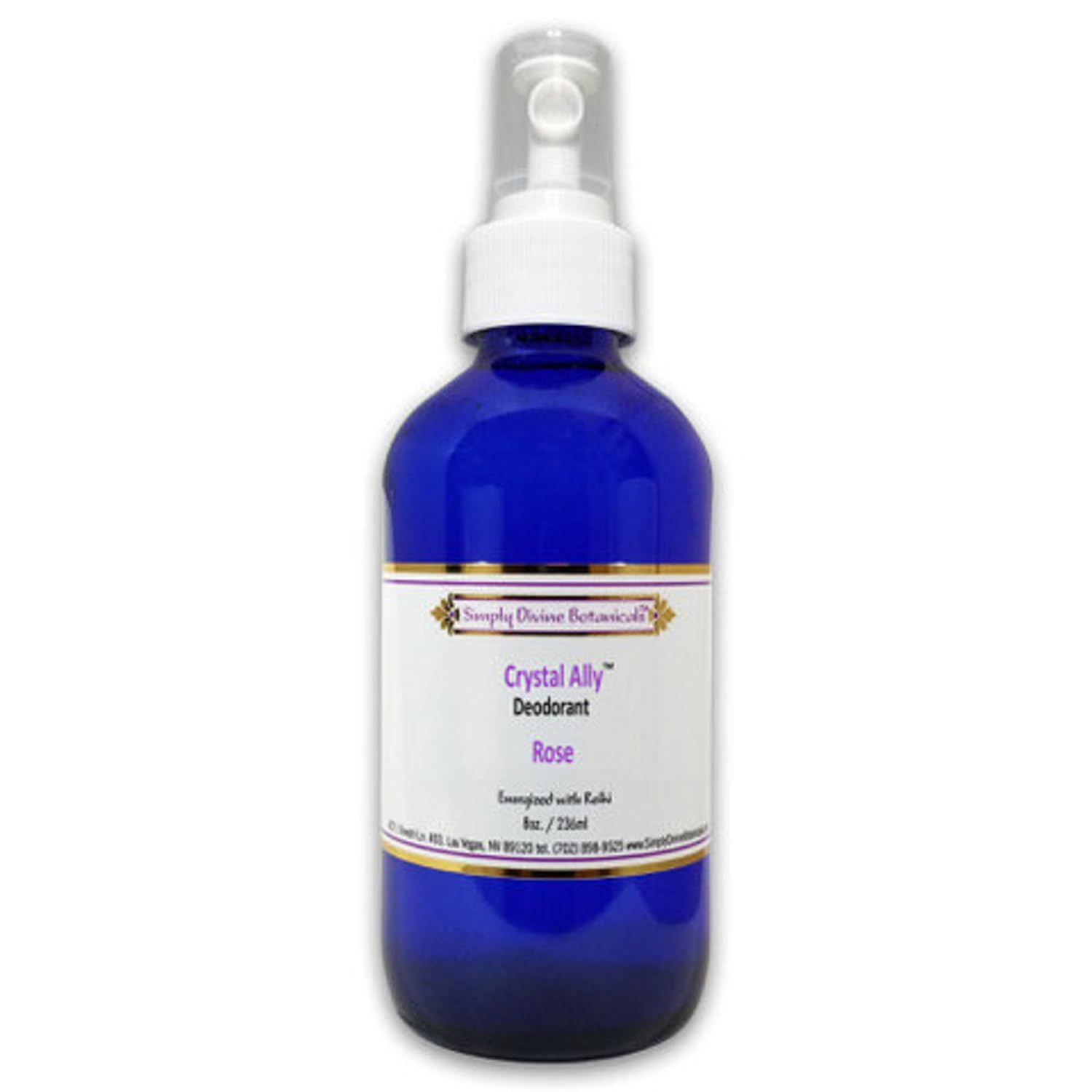 Simply Divine Botanicals Crystal Ally Natural Deodorant Spray With Essential Oils - Rose, 8 Oz