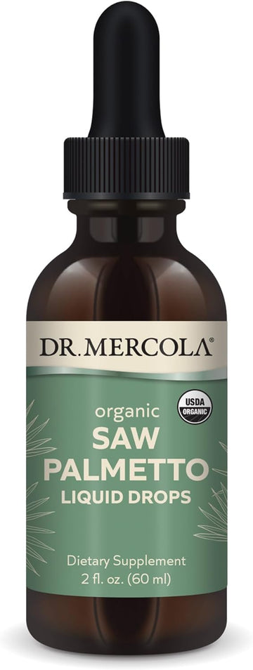 Dr. Mercola Saw Palmetto Liquid Drops, 2 Fl. Oz. (60 mL), 30 Servings, Dietary Supplement, Supports Normal Detoxification Processes, Non-GMO, Certified USDA Organic