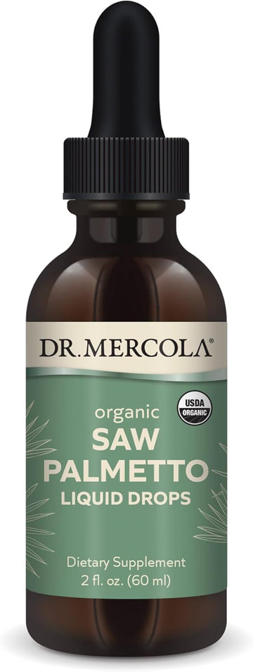 Dr. Mercola Saw Palmetto Liquid Drops, 2 Fl. Oz. (60 Ml), 30 Servings, Dietary Supplement, Supports Normal Detoxification Processes, Non-Gmo, Certified Usda Organic