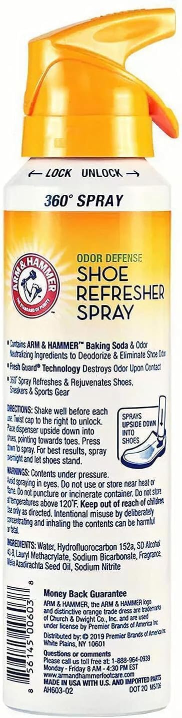 Arm And Hammer Shoe Refresher Spray, Multi-Purpose Odor Remover For All Types Of Footwear, Shoe Deodorizer Spray, Shoe Odor Eliminator, Shoe Spray, Shoe Smell Eliminator, 4 Oz (1 Pack)