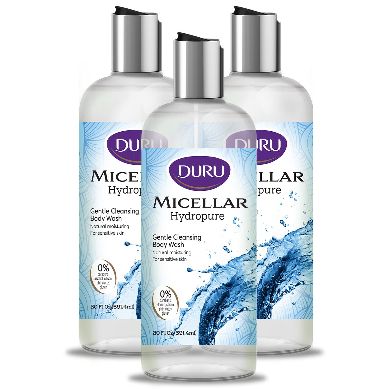 Duru Micellar Water Body Wash - Gentle Cleansing Moisturizing Sensitive Skin Shower Gel - 3 Pack