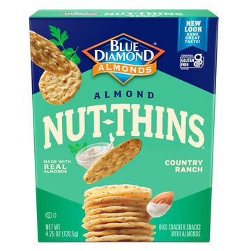 Blue Diamond Almonds Gluten Free Almond Nut-Thins Cracker Crisps, Country Ranch, 4.25 Ounce (Pack Of 12)