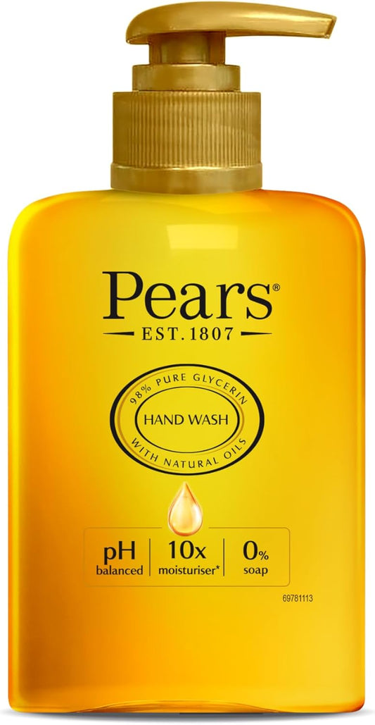 Pears Pure & Gentle Moisturising Liquid Hand Wash - Enriched With Glycerin And Formulated With Natural Oils, 10X More Moisturiser* - Soap-Free Cleanser Ideal For Men And Women | 250Ml (12 Pack)