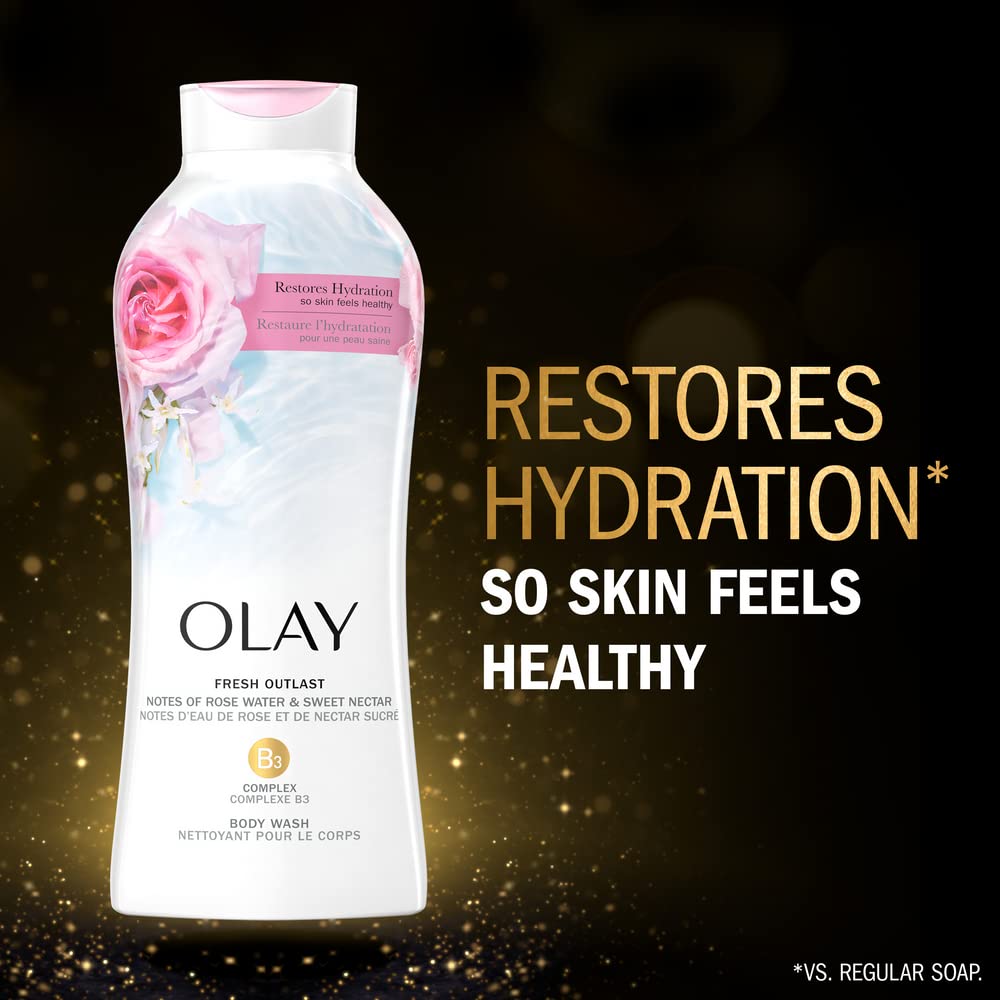 Olay Fresh Outlast Rose Water & Sweet Nectar Body Wash, 22 Fl oz, 5.732 Lb : Beauty & Personal Care