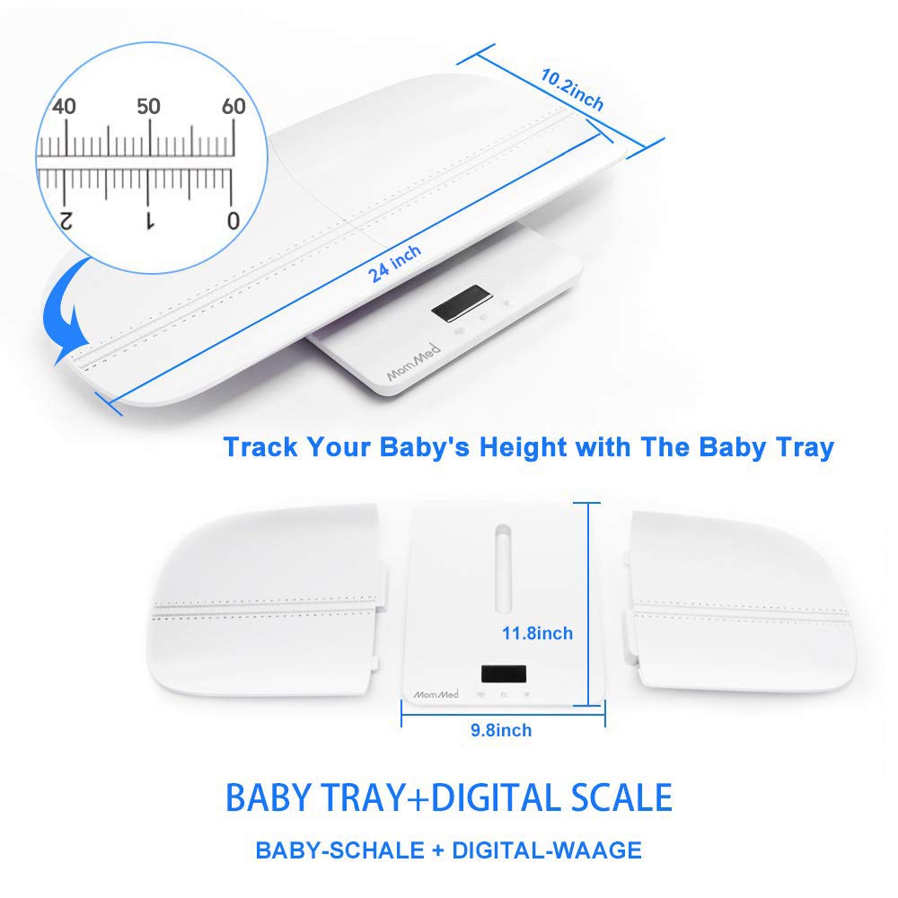 MomMed Baby Scale, Multi-Function Toddler Scale, Baby Scale Digital, Pet Scale, Infant Scale with Hold Function, Blue Backlight, Weight and Height Track : Baby