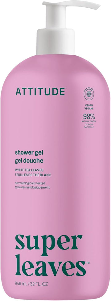 Attitude Body Wash, Ewg Verified Shower Gel, Dermatologically Tested, Plant And Mineral-Based, Vegan Personal Care Products, White Tea Leaves, 946 Ml