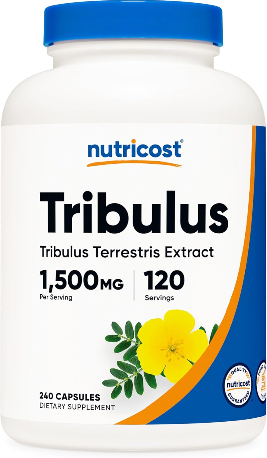 Nutricost Tribulus Terrestris Extract 1500mg, 240 Capsules - 45% Saponins, 120 Servings, Non-GMO, Gluten Free