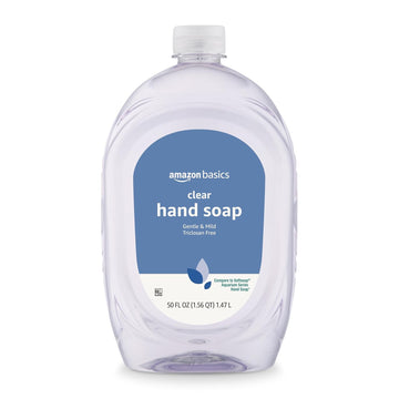 Amazon Basics Gentle & Mild Clear Liquid Hand Soap Refill, Triclosan-Free, 50 Fluid Ounces, 1-Pack (Previously Solimo)