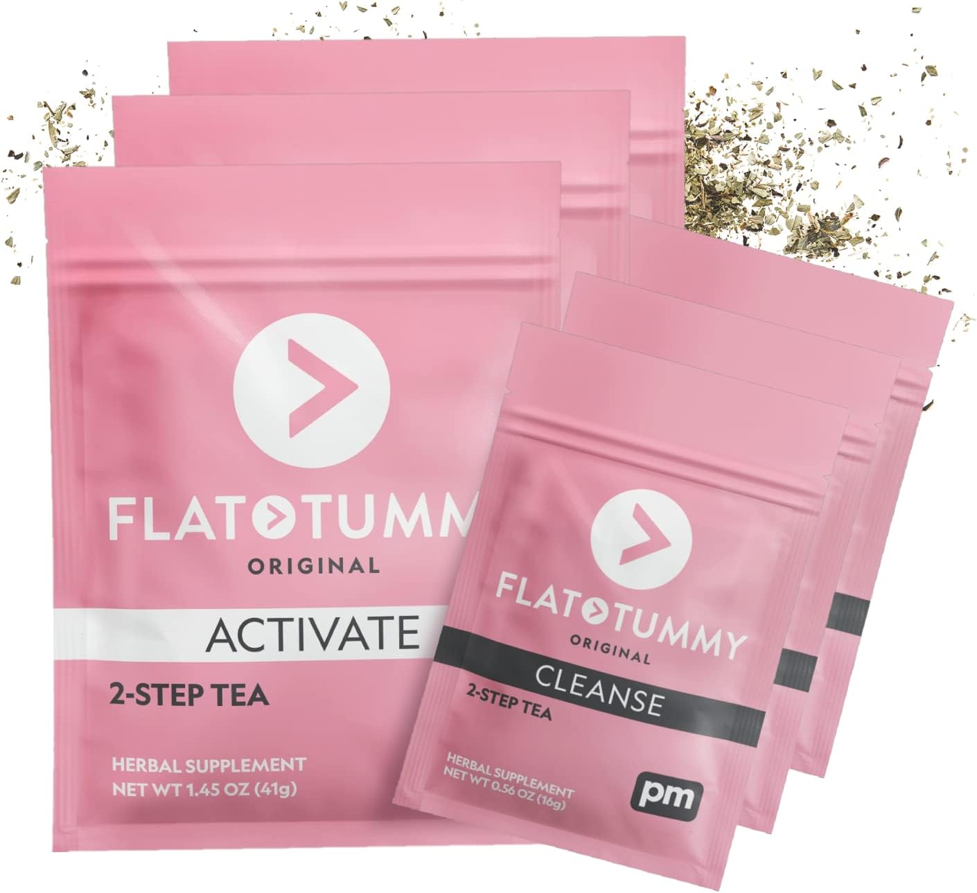 Flat Tummy Tea Detox Tea (4 Week Program) – 2-Step Detox Tea To Boost Energy & Reduce Bloating* - All Natural Detox Cleanse W/Green Tea, Lemon Balm, Dandelion, Fennel, & More - Digestion Support (3 Pack)