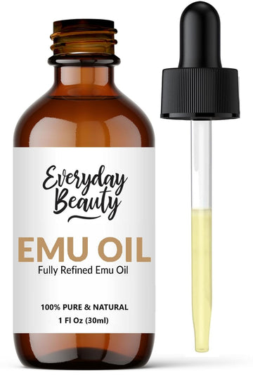 Pure Australian Emu Oil - All Natural 6X Refined For Face, Skin And Hair - Highly Effective Hydration For Sensitive Skin & Hair Growth Perfect For Scars & Blemishes - 1 Fl Oz Glass Bottle & Dropper