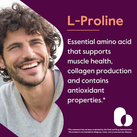 Bestvite L-Proline 500Mg (240 Vegetarian Capsules) (120 X 2) - No Stearates - No Fillers - Vegan - Gluten Free - Non Gmo