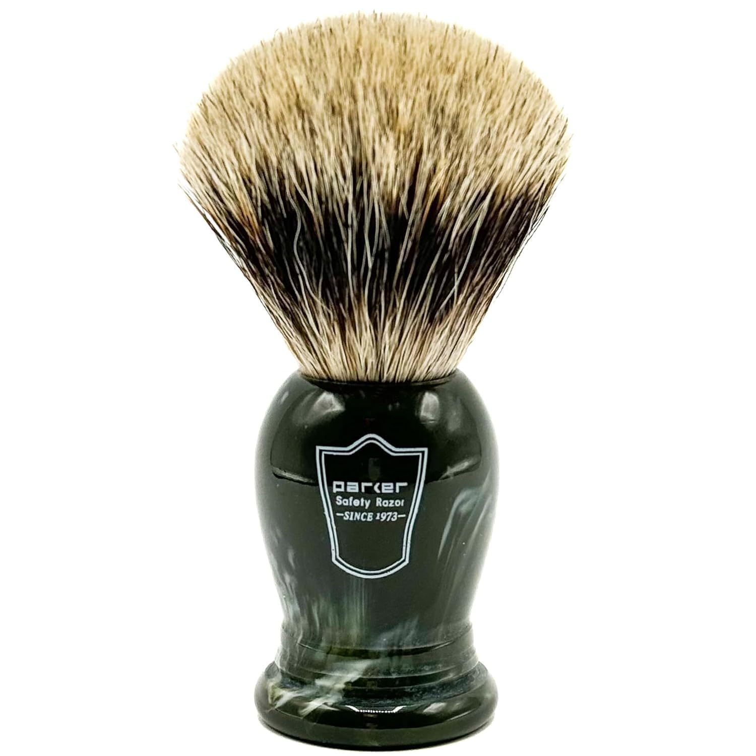 Parker King Size Pure Badger Bristle Shaving Brush – Brush Stand Included - Overszied 24Mm 3-Band-Badger Brush Knot - Generates A Giant Lather