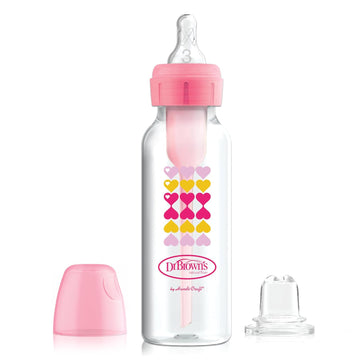 Dr. Brown'S Natural Flow Anti-Colic Options+ Narrow Sippy Bottle Starter Kit,8Oz/250Ml,With Level 3 Medium-Fast Flow Nipple And 100% Silicone Soft Sippy Spout,Pink,6M+
