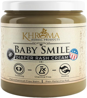 Baby Smile - Organic Soothing Diaper Rash Cream - 2 oz in Glass Bottle - with Lavender, Calendula Flowers, Shea Butter