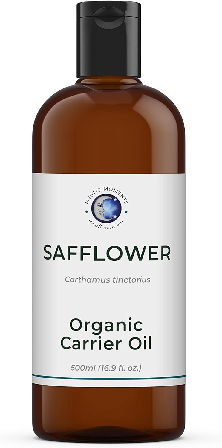 Mystic Moments | Organic Safflower Carrier Oil 500ml - Pure & Natural Oil Perfect for Hair, Face, Nails, Aromatherapy, Massage and Oil Dilution Vegan GMO Free