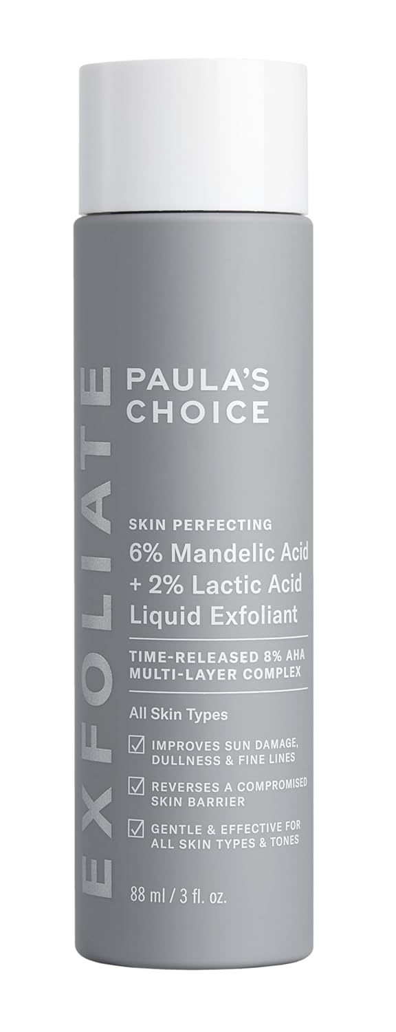 Paula’S Choice 6% Mandelic Acid + 2% Lactic Acid Exfoliant, Gentle Daily Aha Exfoliation For Discoloration, Bumpy Texture & Radiance, For Sensitive Skin, Fragrance-Free & Paraben-Free, 3 Fl. Oz